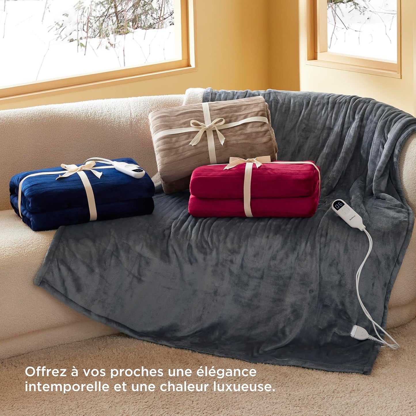 Couverture chauffante électrique soirée cocooning relaxante Bounéo