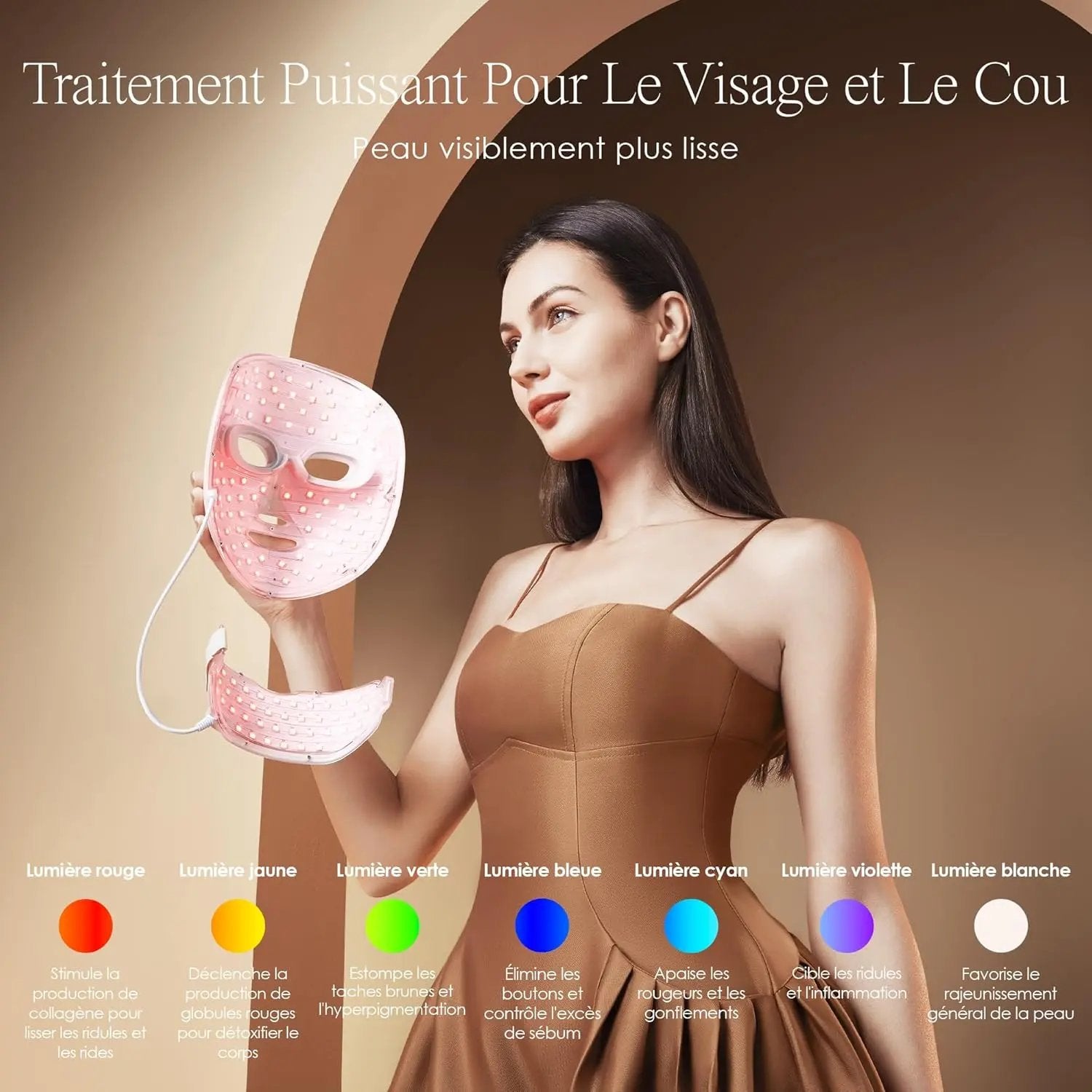 Masque LED Visage Thérapie Professionnelle — Anti-âge & Anti-imperfections (Sans fil, App) Bounéo