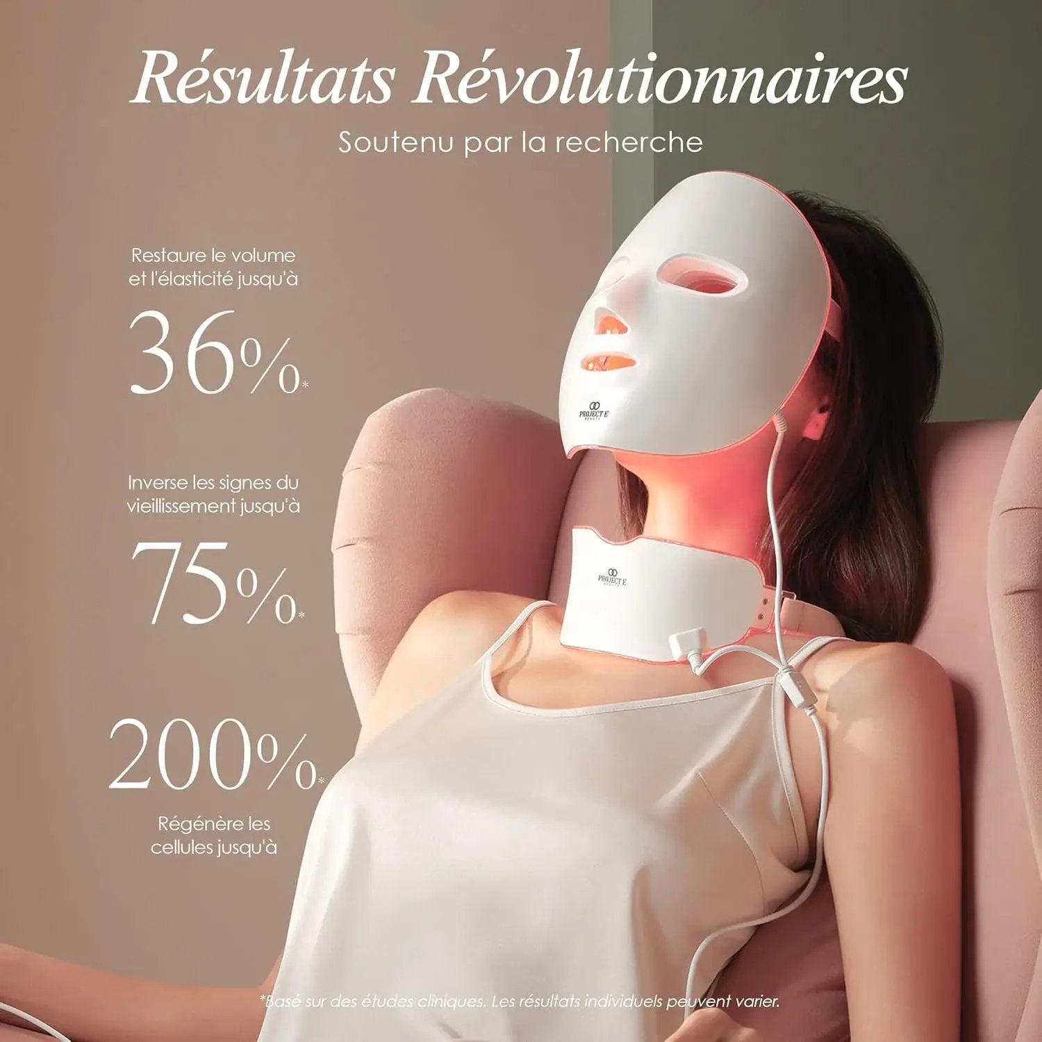 Masque LED Visage Thérapie Professionnelle — Anti-âge & Anti-imperfections (Sans fil, App) Bounéo