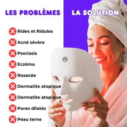 Masque LED Visage et Cou Thérapie Professionnelle Anti-âge Bounéo