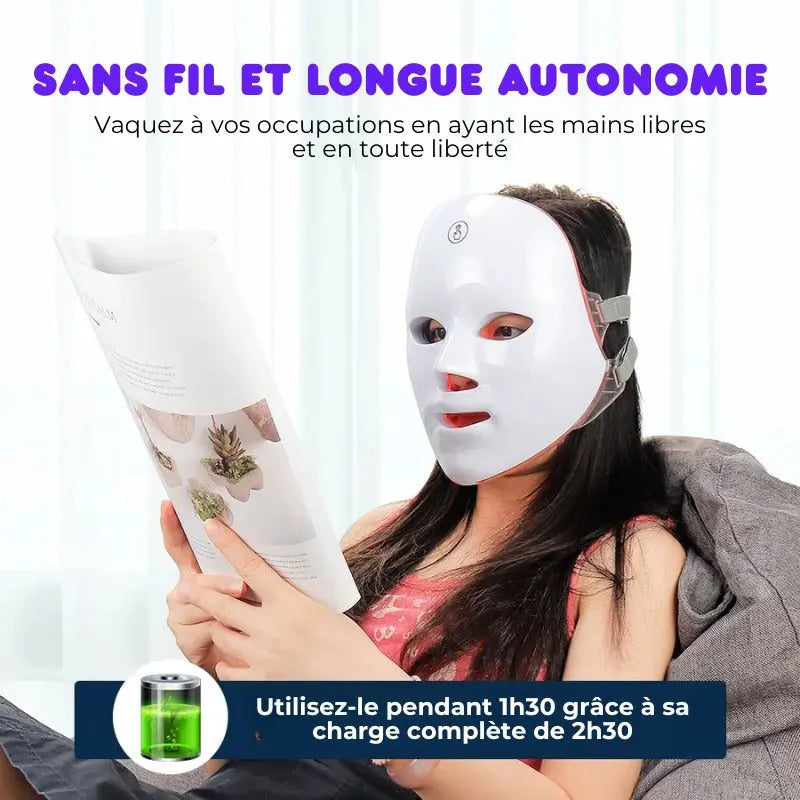 Masque LED Visage et Cou Thérapie Professionnelle Anti-âge Bounéo