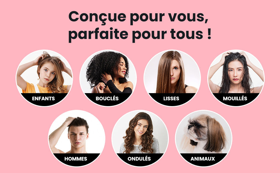 Brosse à cheveux démêlante magique brushing pour tous types de cheveux Bounéo