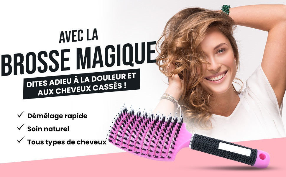 Brosse à cheveux démêlante magique brushing pour tous types de cheveux Bounéo