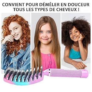 Brosse à cheveux démêlante magique brushing pour tous types de cheveux Bounéo